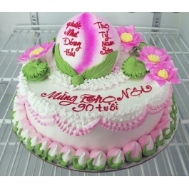 Bánh kem mừng thọ búp hoa sen